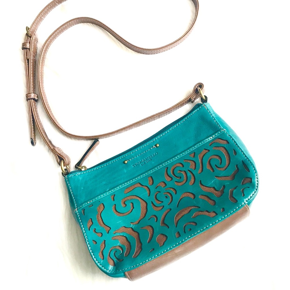 Tignanello Teal Vintage Leather Crossbody Purse